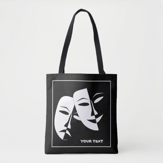 Theatermaske Comedy Tragedy Schwarz-weiß Custom Tasche (Vorderseite)