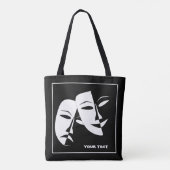 Theatermaske Comedy Tragedy Schwarz-weiß Custom Tasche (Rückseite)