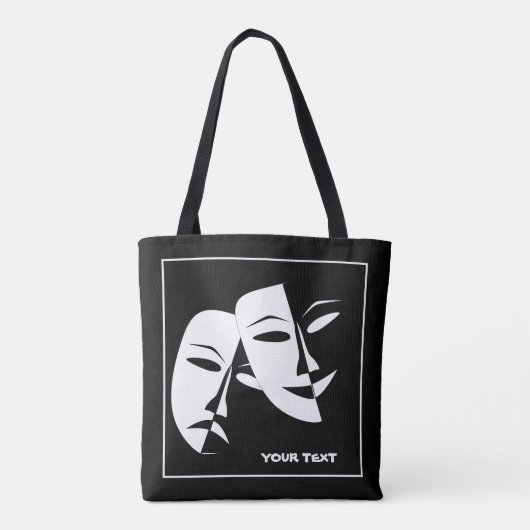 Theatermaske Comedy Tragedy Schwarz-weiß Custom Tasche (Rückseite)