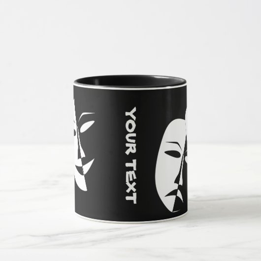 Theatermaske Comedy Tragedy Schwarz-weiß Custom Tasse (Zentrum)