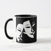 Theatermaske Comedy Tragedy Schwarz-weiß Custom Tasse (Links)