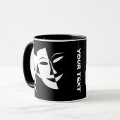 Theatermaske Comedy Tragedy Schwarz-weiß Custom Tasse (Vorderseite Links)