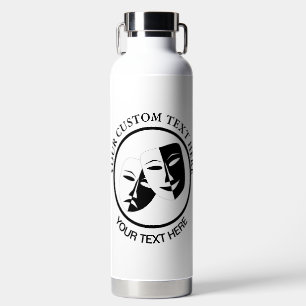 Theatermaske Comedy Tragedy Schwarz-weiß Custom Trinkflasche