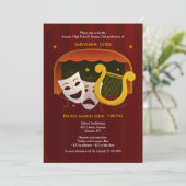 Theatermasken Einladung (Stehend Vorderseite)