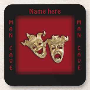 Theatermasken Man Cave Name Getränkeuntersetzer