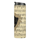 Theatermasken und Noten Thermosbecher (Nach rechts gedreht)