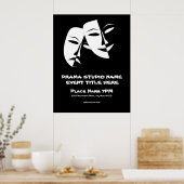 Theatermasketball Comedy Schwarz-weiße Veranstaltu Poster (Küche)