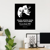 Theatermasketball Comedy Schwarz-weiße Veranstaltu Poster (Heimbüro)