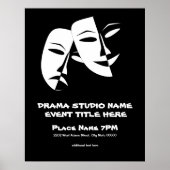 Theatermasketball Comedy Schwarz-weiße Veranstaltu Poster (Vorne)