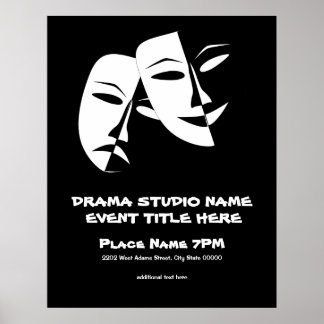 Theatermasketball Comedy Schwarz-weiße Veranstaltu Poster