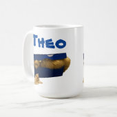 Theatername mit Katze in einer Schachtel, Kaffee-T Kaffeetasse (Vorderseite Links)