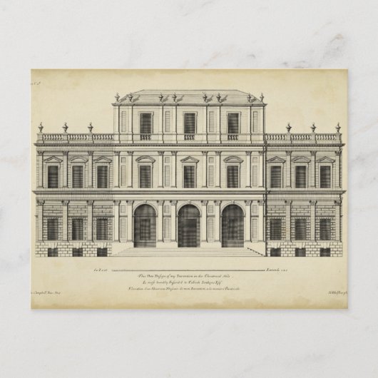 Theaterstil-Fassade von Colen Campbell Postkarte (Vorderseite)