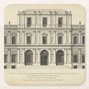 Theaterstil-Fassade von Colen Campbell Rechteckiger Pappuntersetzer