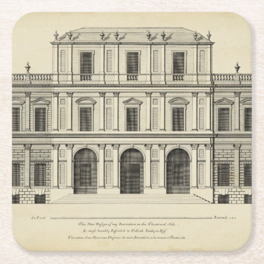 Theaterstil-Fassade von Colen Campbell Rechteckiger Pappuntersetzer (Vorderseite)