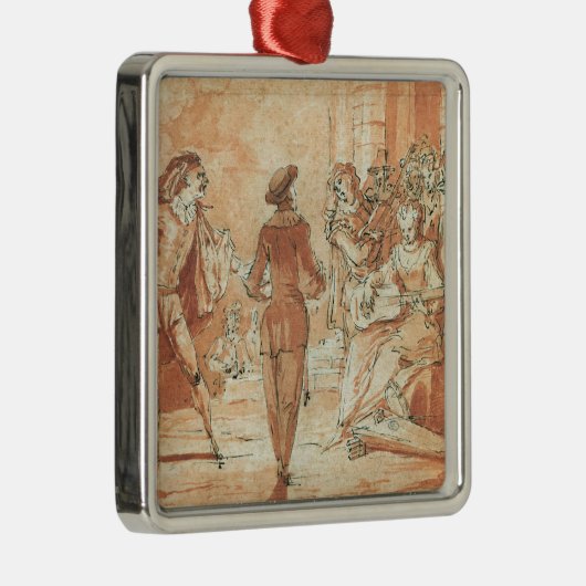 Theaterszene Silbernes Ornament (Rechts)