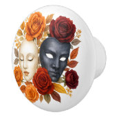 Theatrale Masken Rose Karneval Dramatisch Kunst Keramikknauf (Rechts)