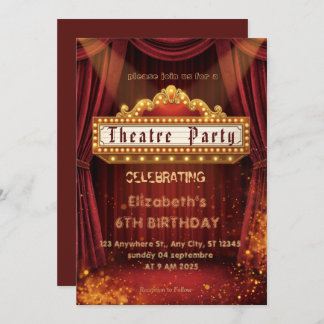 Theatre Marquee Party Invitation – Birthday invite Einladung