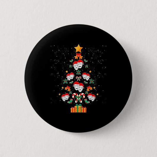Theatre Masks Drama Actor Actress Christmas Tree X Button (Vorderseite)
