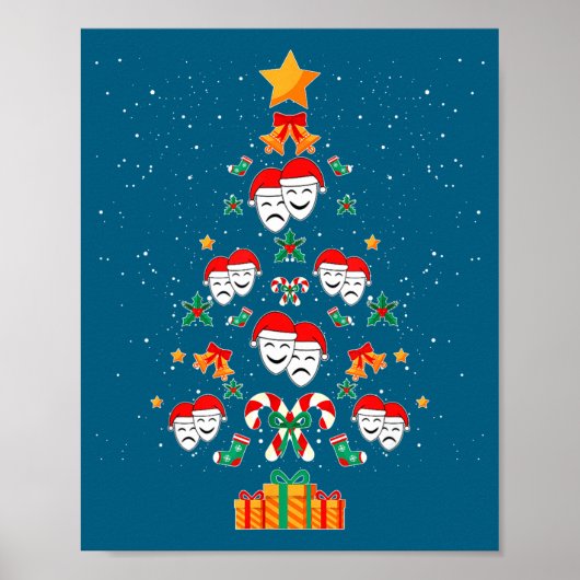 Theatre Masks Drama Actor Actress Christmas Tree X Poster (Vorne)