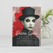 Theatrical Drama Queen Halloween Party Einladung (Stehend Vorderseite)