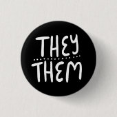 THEEY/THEM Pronouns Schwarz-weißer Handbrief Minim Button (Vorderseite)