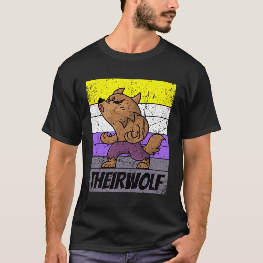 Theirwolf Nichtbinärer Stolz Non Binary Lgbtq T-Shirt (Vorderseite)