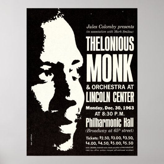 Thelonious Monk 1963 New York City Concert Poster (Vorne)