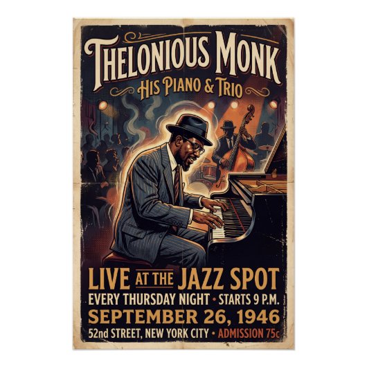 Thelonious Monk – Live Poster (Vorderseite)