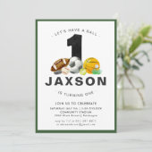 Thema 1 Geburtstag Party Einladung (Stehend Vorderseite)