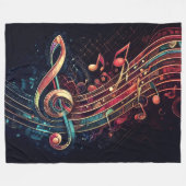 Thema abstrakte künstlerische Musiknoten Fleecedecke (Vorderseite (Horizontal))
