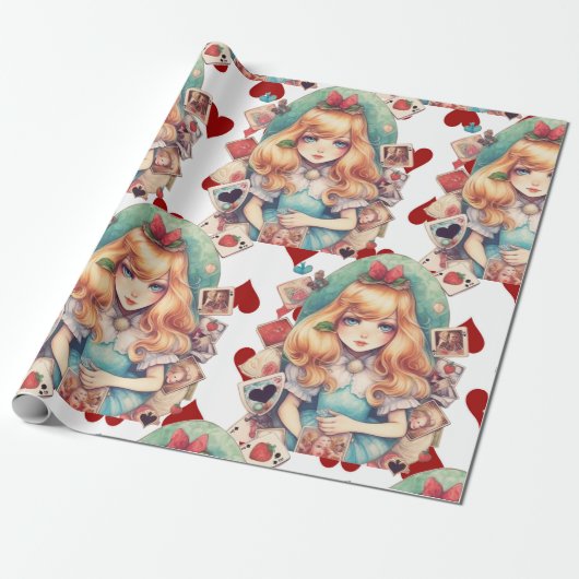 Thema Alice und Herz Geschenkpapier (Ungerollt)