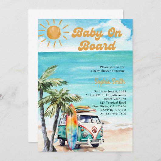 Thema "Baby an Bord" Tropical Baby Dusche Einladung (Vorne/Hinten)