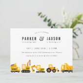 Thema "Bau von Lastkraftwagen" Einladung (Stehend Vorderseite)