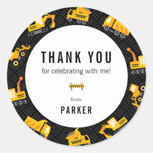 Thema "Bau von Lastkraftwagen" Vielen Dank Runder Aufkleber (Vorderseite)