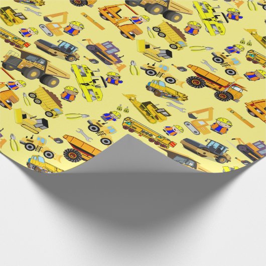 Thema Baulaster und Bauarbeiter Geschenkpapier (Ecke)