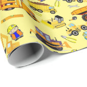 Thema Baulaster und Bauarbeiter Geschenkpapier (Rolleneckpunkt)