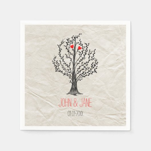 Thema Bäume und Herz Serviette (Vorderseite)