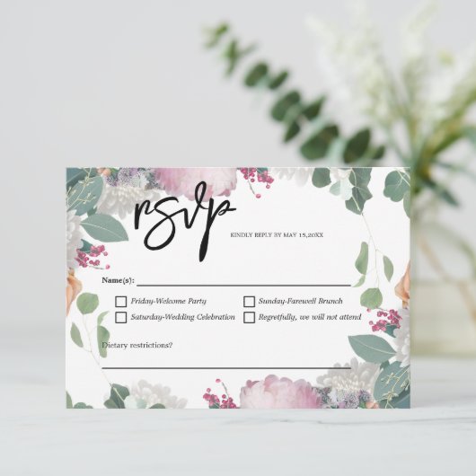 Thema Blumenhochzeit RSVP Karte (Stehend Vorderseite)