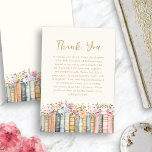 Thema buchen Danke Karte<br><div class="desc">Diese Karten sind sorgfältig mit den gleichen wasserfarbigen Illustrationen von Büchern und Wildblumen entworfen,  die in der Sammlung zu finden sind. Die elegante Mischung aus Retro-Vintagen Schreibmaschinen-Schriftart und trendigen handgeschriebenen Goldskripten auf Elfenbeinkugel verleiht Ihren Dankesbotschaften eine personalisierte und herzliche Touch.</div>