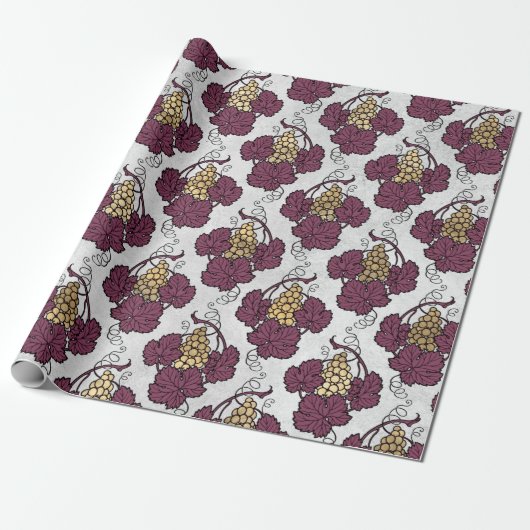 Thema Burgundy Plum und Gold Wein Geschenkpapier (Ungerollt)