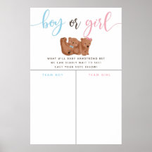 Thema "Cub Bear Gender Reveal Voting Sign"