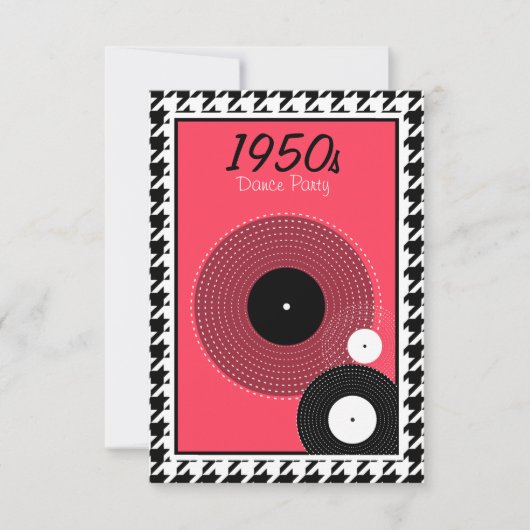 Thema der 50er Jahre: Rosa, Schwarz und Weiß RSVP Karte (Vorderseite)