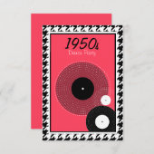 Thema der 50er Jahre: Rosa, Schwarz und Weiß RSVP Karte (Vorne/Hinten)