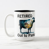 Thema "Die sonnige Kuhzucht bis zur Weide" Zweifarbige Tasse (Links)