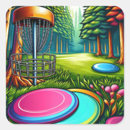 Thema "Disk Golf and Eagle" Quadratischer Aufkleber