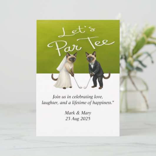 Thema einer Golfhochzeit für Cat Lovers Einladung (Stehend Vorderseite)