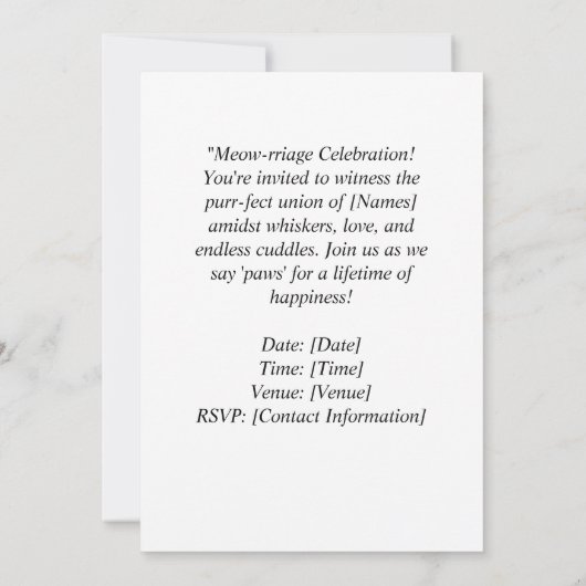 Thema einer Golfhochzeit für Cat Lovers Einladung (Rückseite)