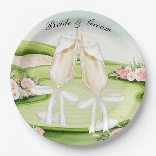 Thema einer Golfhochzeit Pappteller (Vorderseite)
