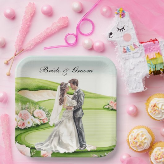 Thema einer Golfhochzeit Pappteller (Party)