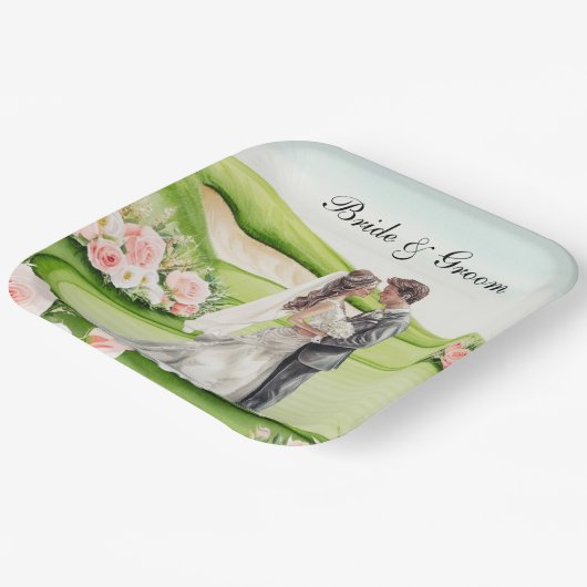 Thema einer Golfhochzeit Pappteller (Gewinkelt)